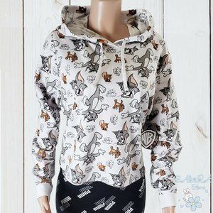 NWT TOM & JERRY WARNER BROS AUTHENTIC JUNIOR WOMEN HOODIE LONG SLEEVE SWEATSHIRT